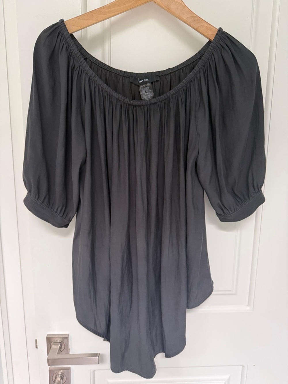 Smythe Black Off-Shoulder Peasant Top